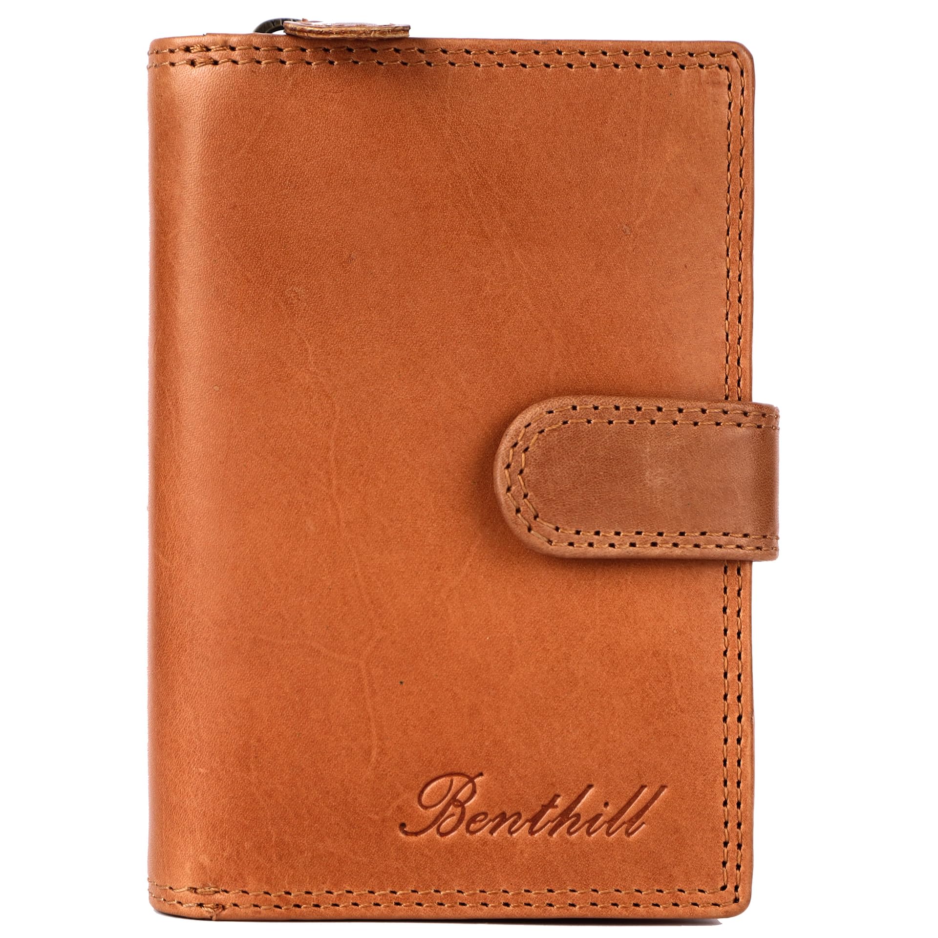 Benthill Portafoglio Donna Vera pelle | Portamoneta piccolo con protezione RFID | Portafoglio con 8 scomparti per carte e tasca per monete con confezione regalo, color:Marrone