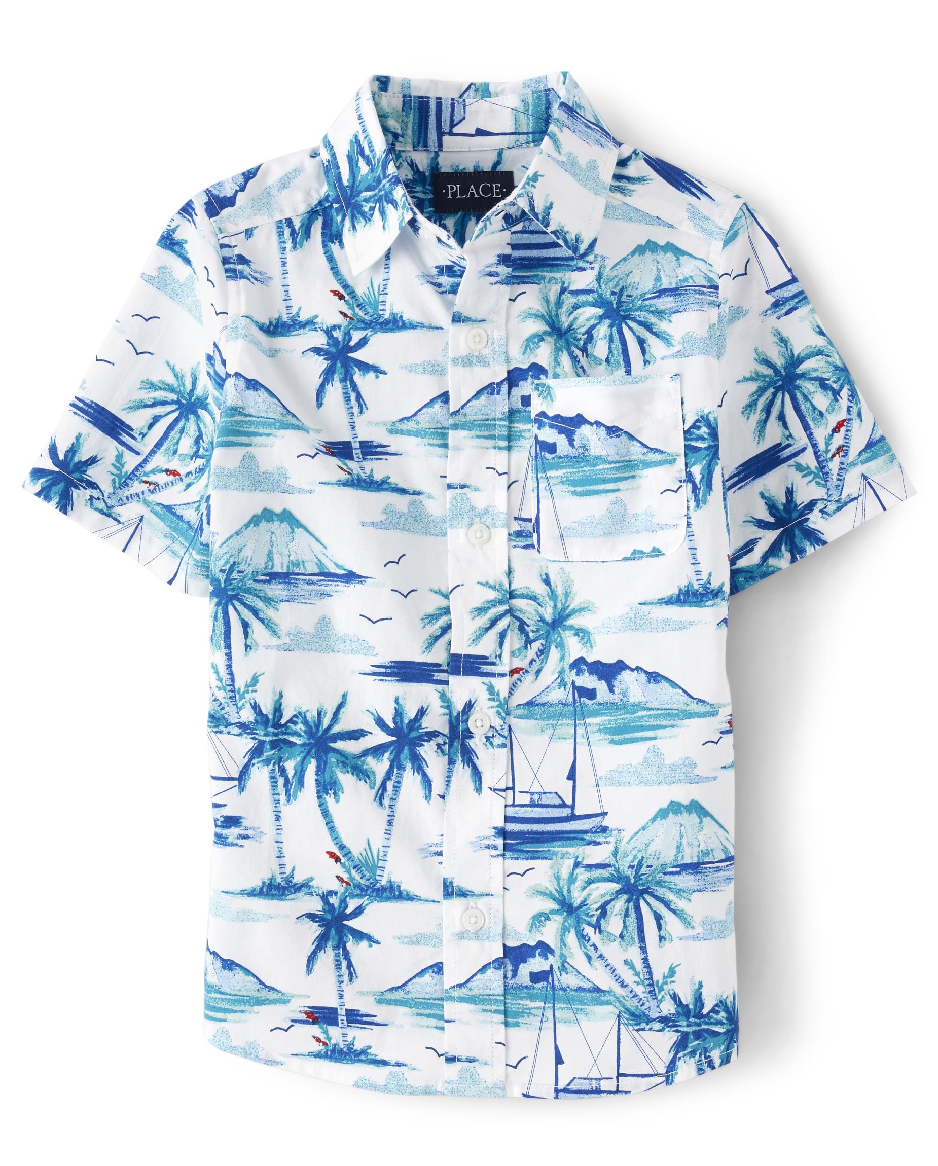 The Children's Place,Short Sleeve Button Down Shirt,Tidal,Small (5/6) — view 27