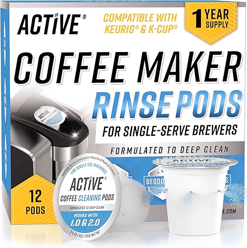 ACTIVE Cápsulas de limpieza Keurig compatibles con K-Cup  Limpiadores de enjuague rápido para cafetera de una sola porción, kit de limpieza de
