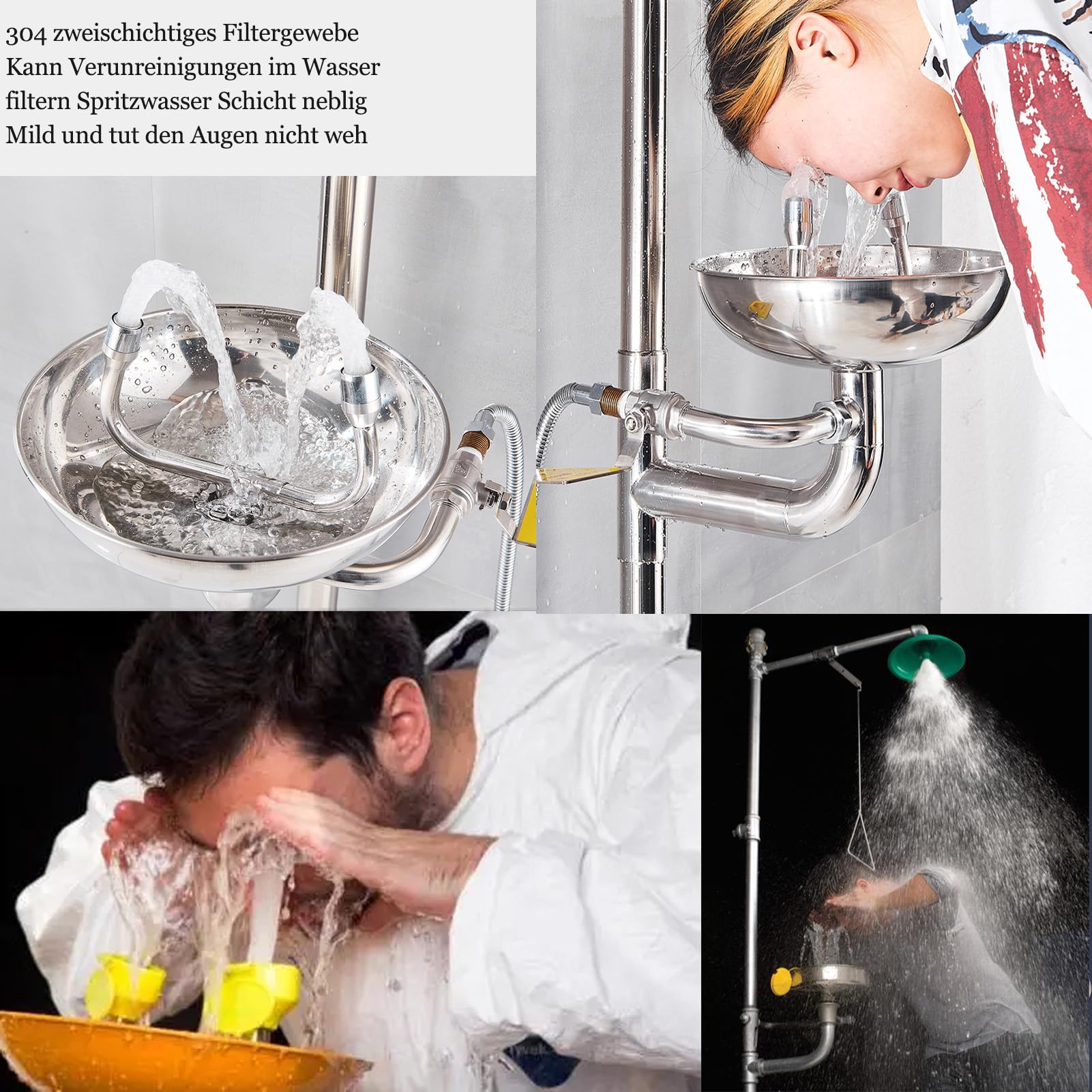 Notdusche, Duschkopf Im Freien Augendusche Augenspülstation Notfall Augenspülung, Augenspülstation Mit Gefrierschutz und Staubkappe für Fabrik-, Büro, Labor und Industrieanwendungen