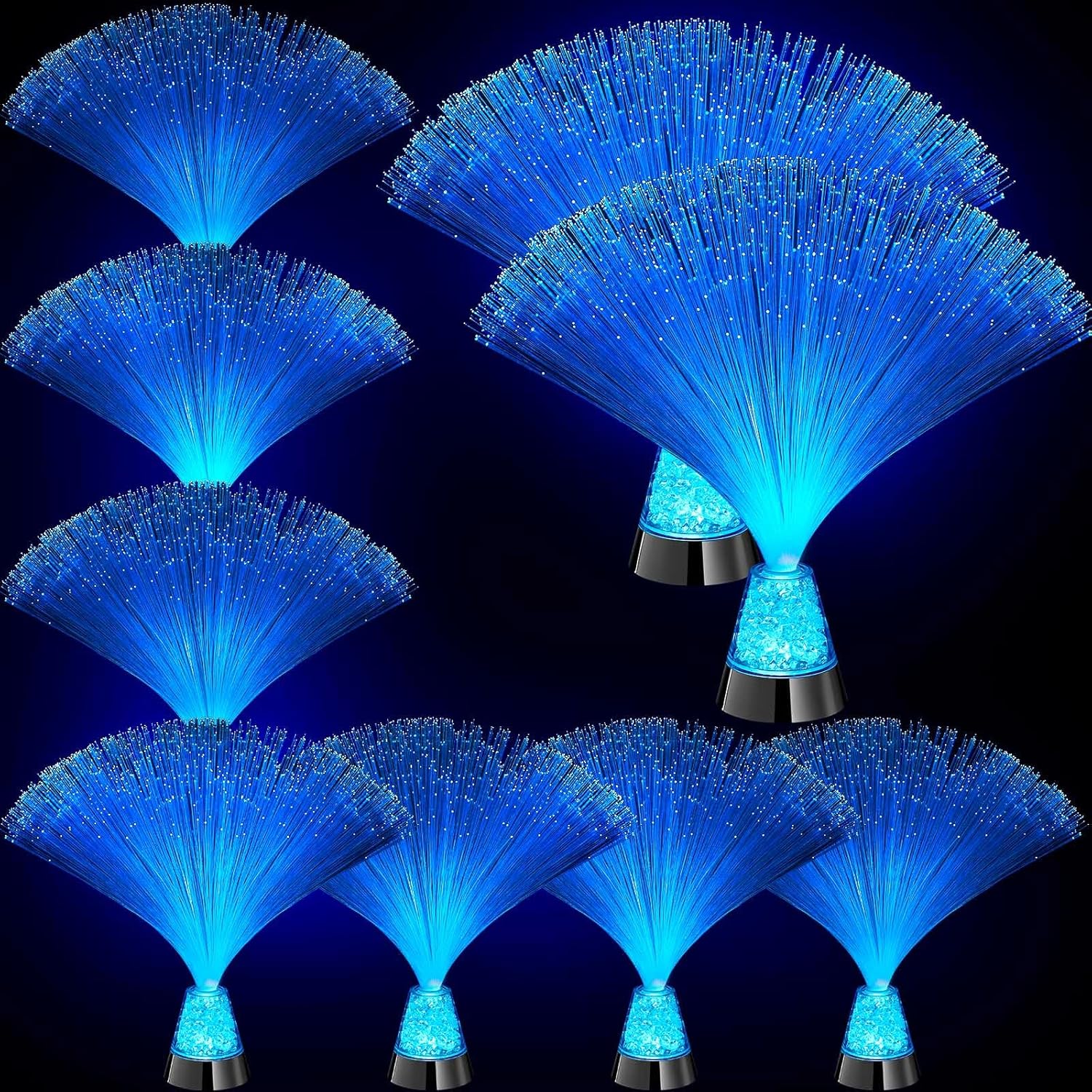 Patelai 10 Pcs LED Fiber Optic Lamp Color Changing Fiber Optic Night Light with Multicolor Glow Decorative Table Centerpiece for Sensory Bedroom Halloween Party Holiday Decorations (Novel,Blue) Novel Blue 10