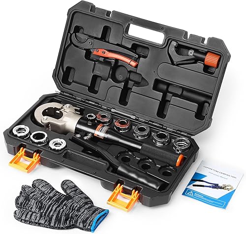 Miniatura 7 de Herramienta de prensa de cobre hidráulica para accesorios de cobre de 1/2", 3/4", 1" y troqueles de 3/8" a 1" para tubería ASTM F1807 PEX,