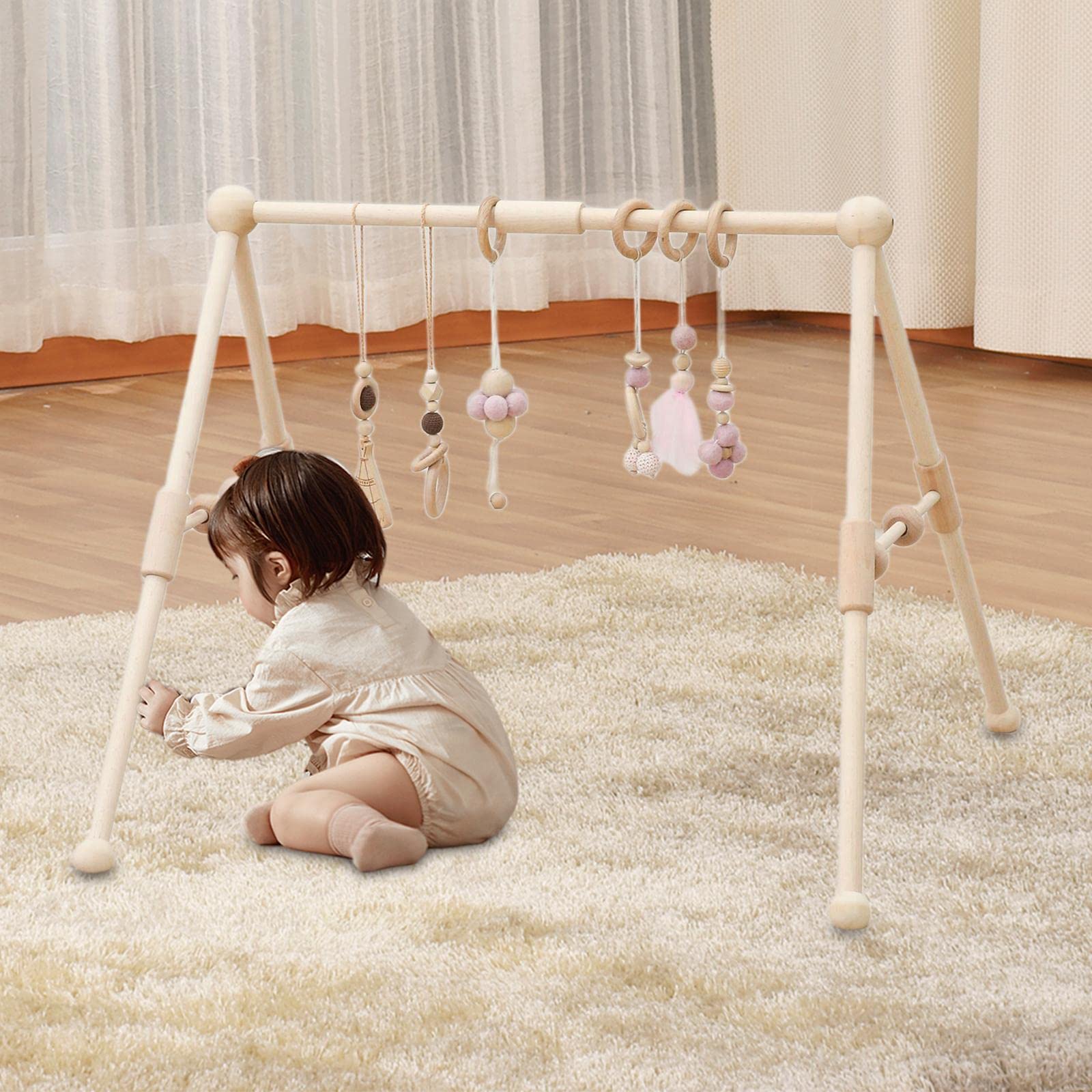 Hängender Aktivitätsbogen Aus Holz, Babyzimmerdekoration, Faltbares Babyspielzeug