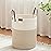 VIPOSCO Tall Laundry Basket, Large Dirty Clothes Hamper with Leather Handle, Woven Rope Storage Basket for Blanket, Toy In Living Room, Bathroom, Bedroom - 53L White & Brown