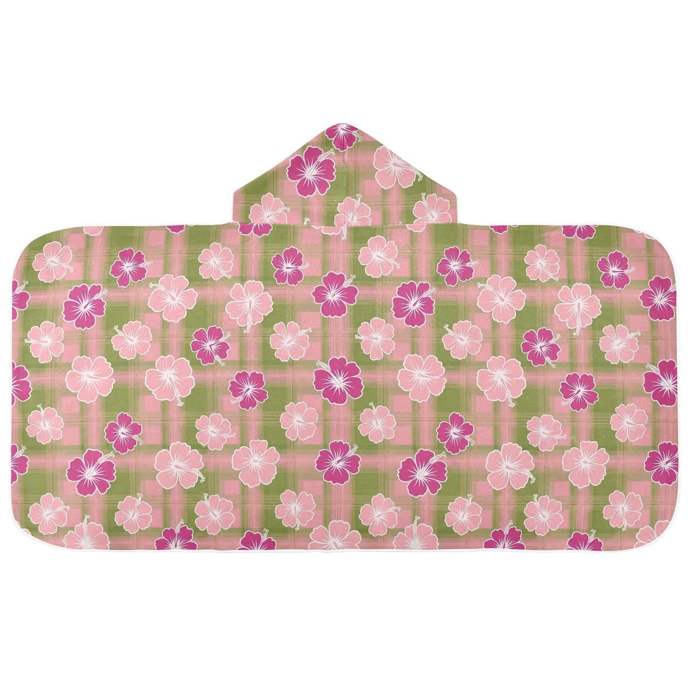 Fuauuyl Hibiscus Plaid Hooded Baby Bath Towel Soft & Breathable Towel for Newborns Infants Toddlers, Nursery Essential