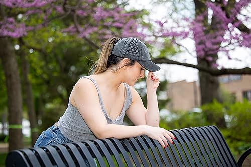 Miniatura 3 de Funky Junque - Sombrero de cola de caballo para mujer, gorra de béisbol con ajuste ajustable y cola de caballo alta cruzada para uso diario