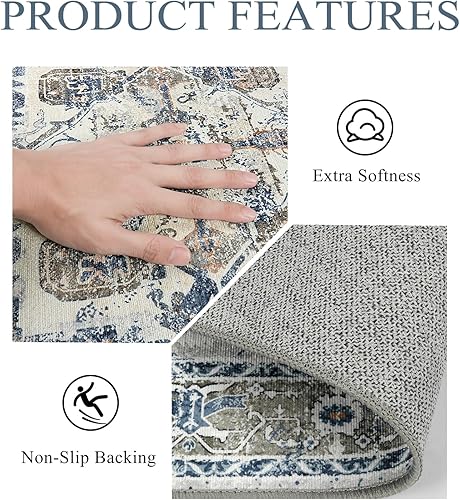 Miniatura 5 de Lahome Alfombras bohemias para puerta de entrada interior, 2 x 3, lavables, antideslizantes, alfombras pequeñas para dormitorio, alfombras de cocina