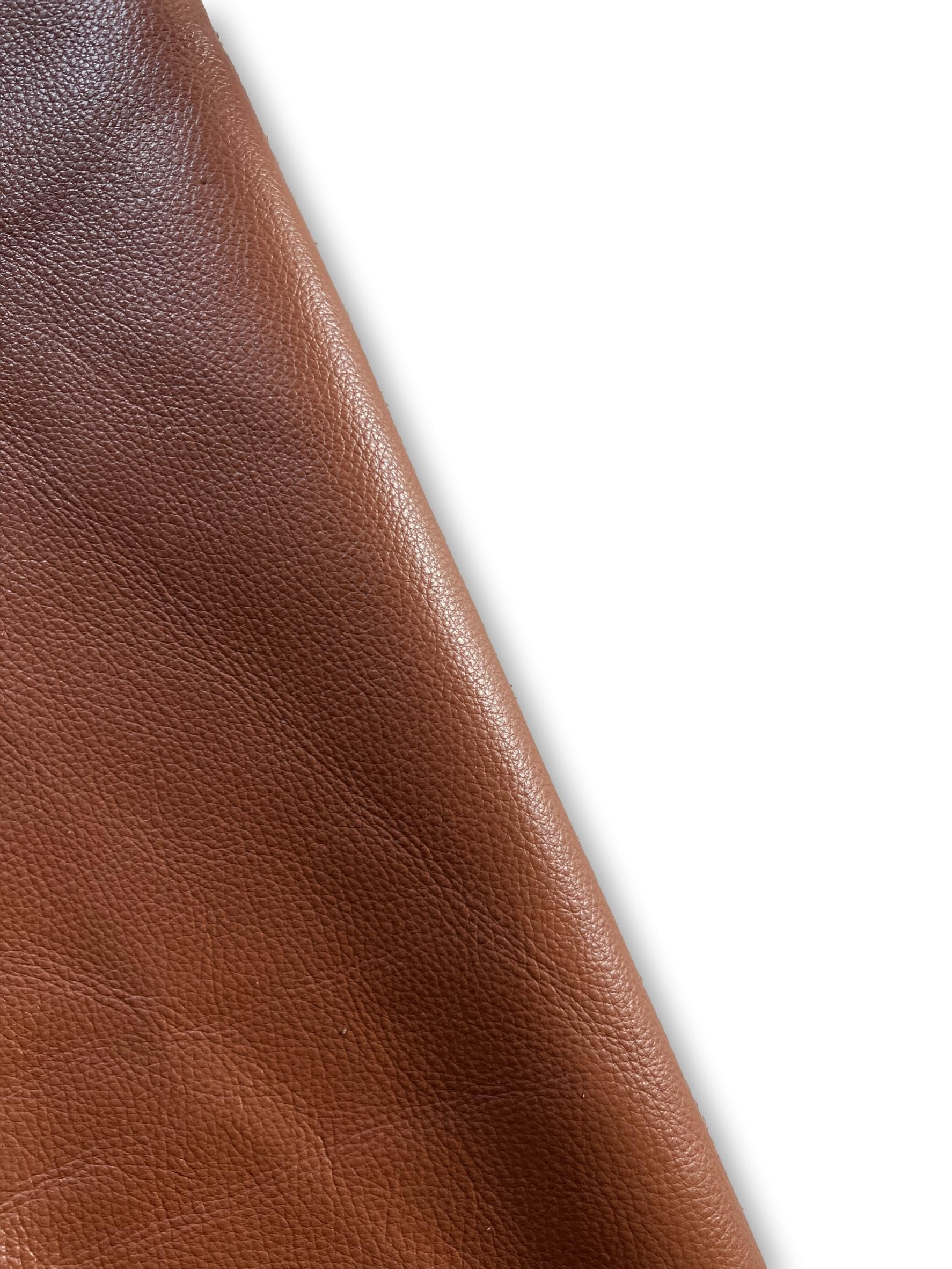 Natural Grain Cowhide Leather Skins (Brandy, 10 Square Feet)