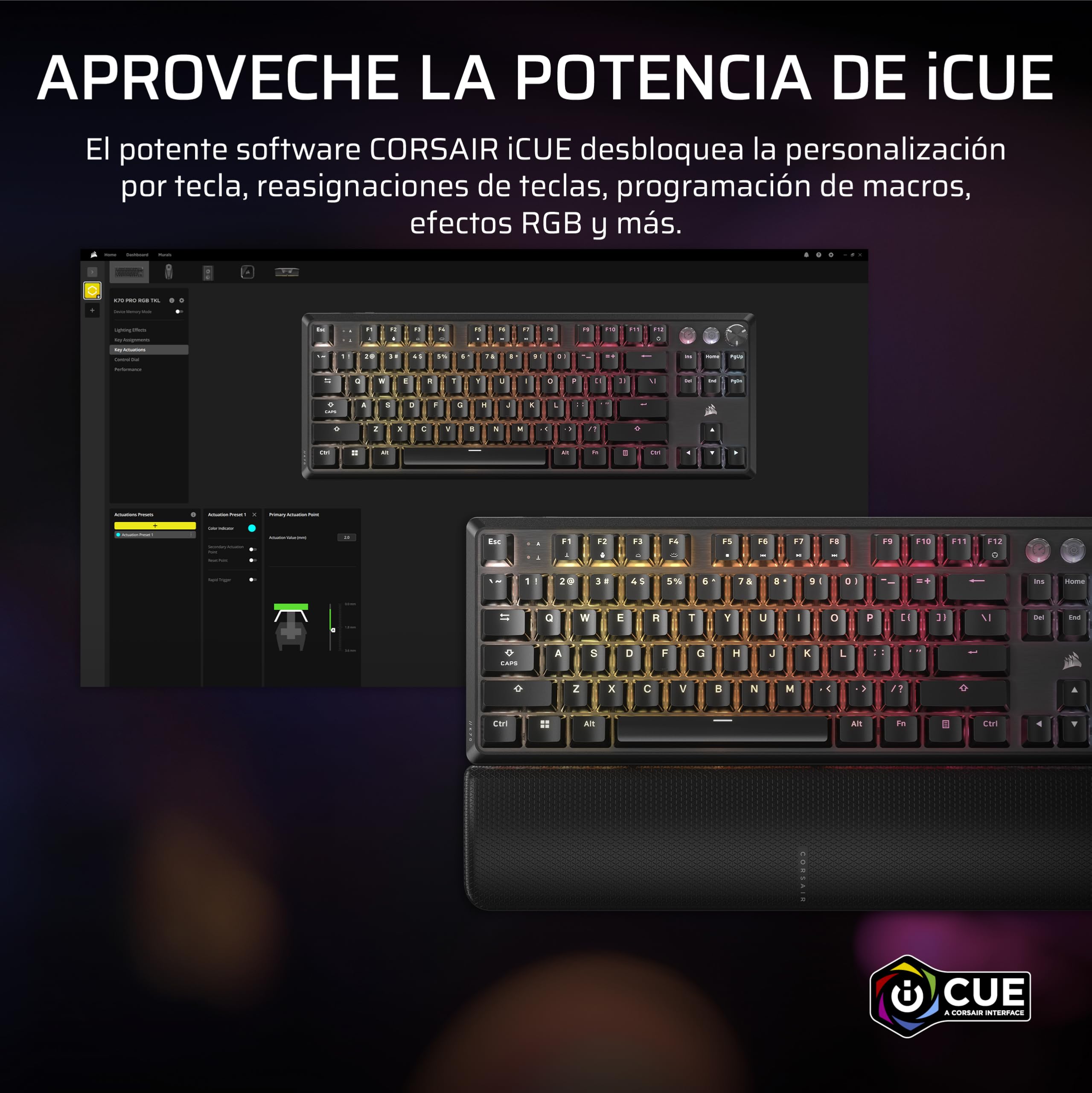 Corsair K70 Pro TKL + Elgato Stream Deck Mini Paquete - Teclado para Juegos con Cable Magnético-Mecánico con Studio Controller para Zoom, Teams, PowerPoint, MS Office, etc, Compatible with PC/Mac
