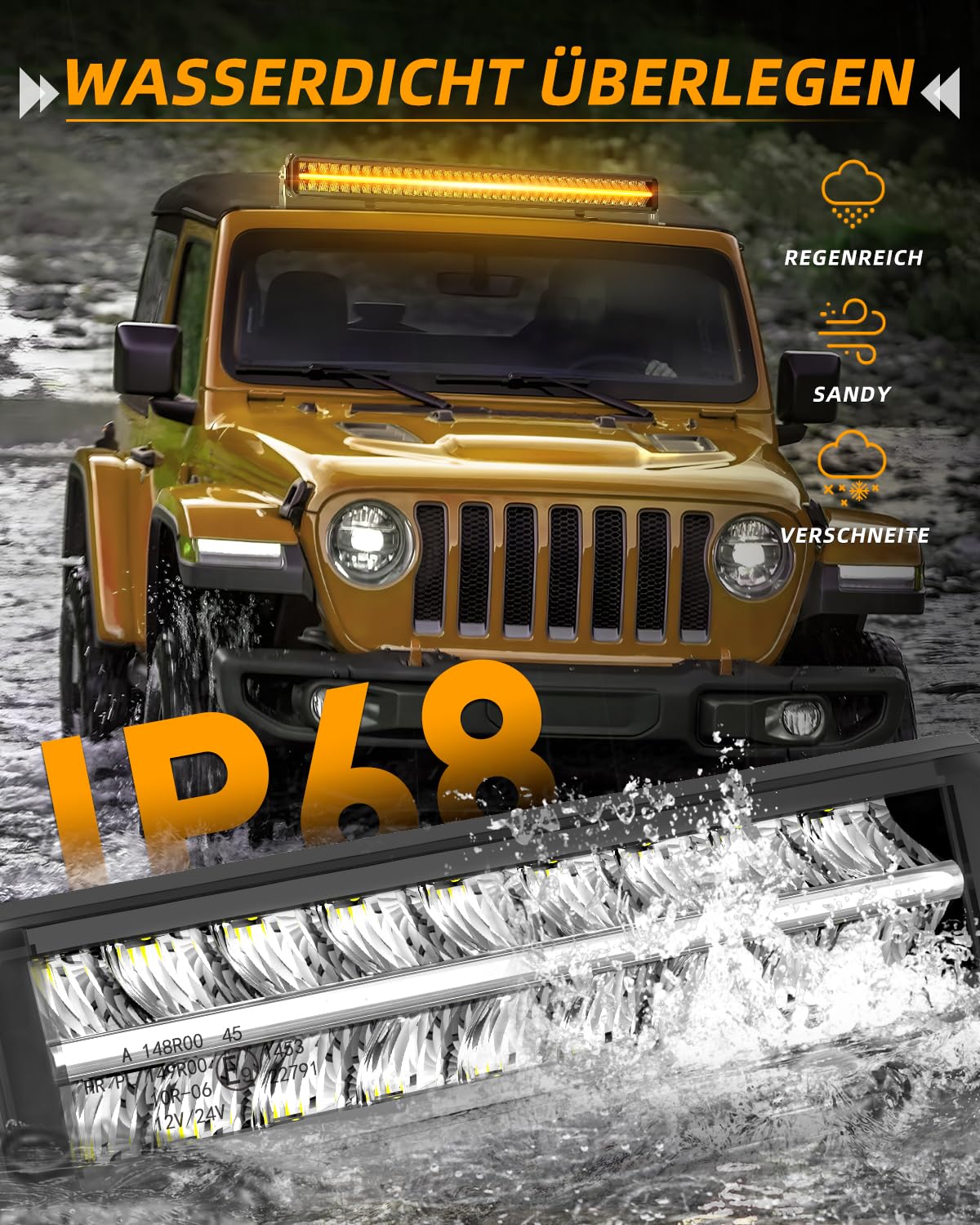 CO LIGHT 40'' (42 Zoll 106cm) LED Driving Lightbar mit E Prüfzeichen, [220W 44000LM 12V 24V IP68], Doppelte Ausführung LED Bar für Off-Road, LKWs, Schiffe, Pickup