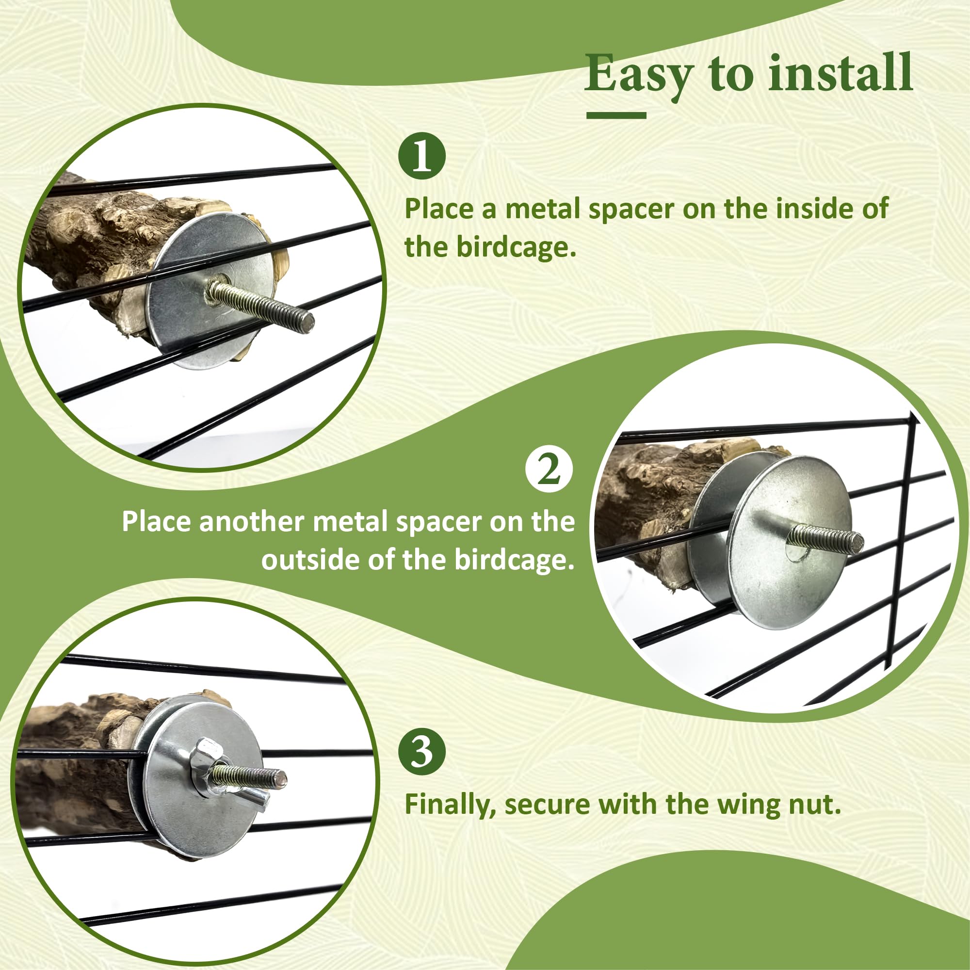 CAMATET 8pcs Bird Perches for Cage, Natural Wood Bird Perch for Parakeet/Cockatiel, 9.5“ Medium Bird Cage Stick, Bird Branches for Cages, Birdcage Accessories for Parrot Conure - image 6