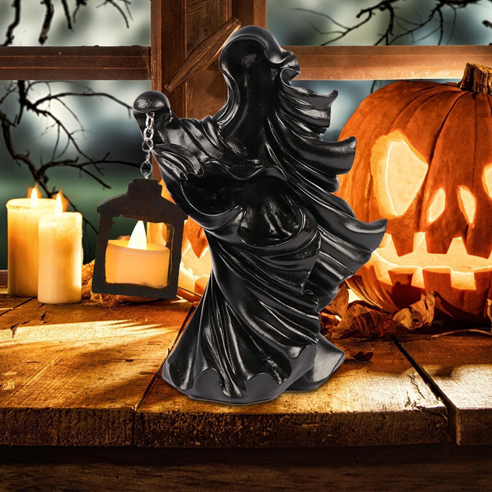 Figurka Halloween piekła posłaniec dekoracja patio z latarnią LED