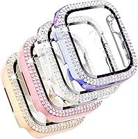 Vista 14 de CHANCHY Paquete de 4 fundas compatibles con Apple Watch de 1.654 pulgadas con protector de pantalla, 200 carcasas brillantes con diamantes