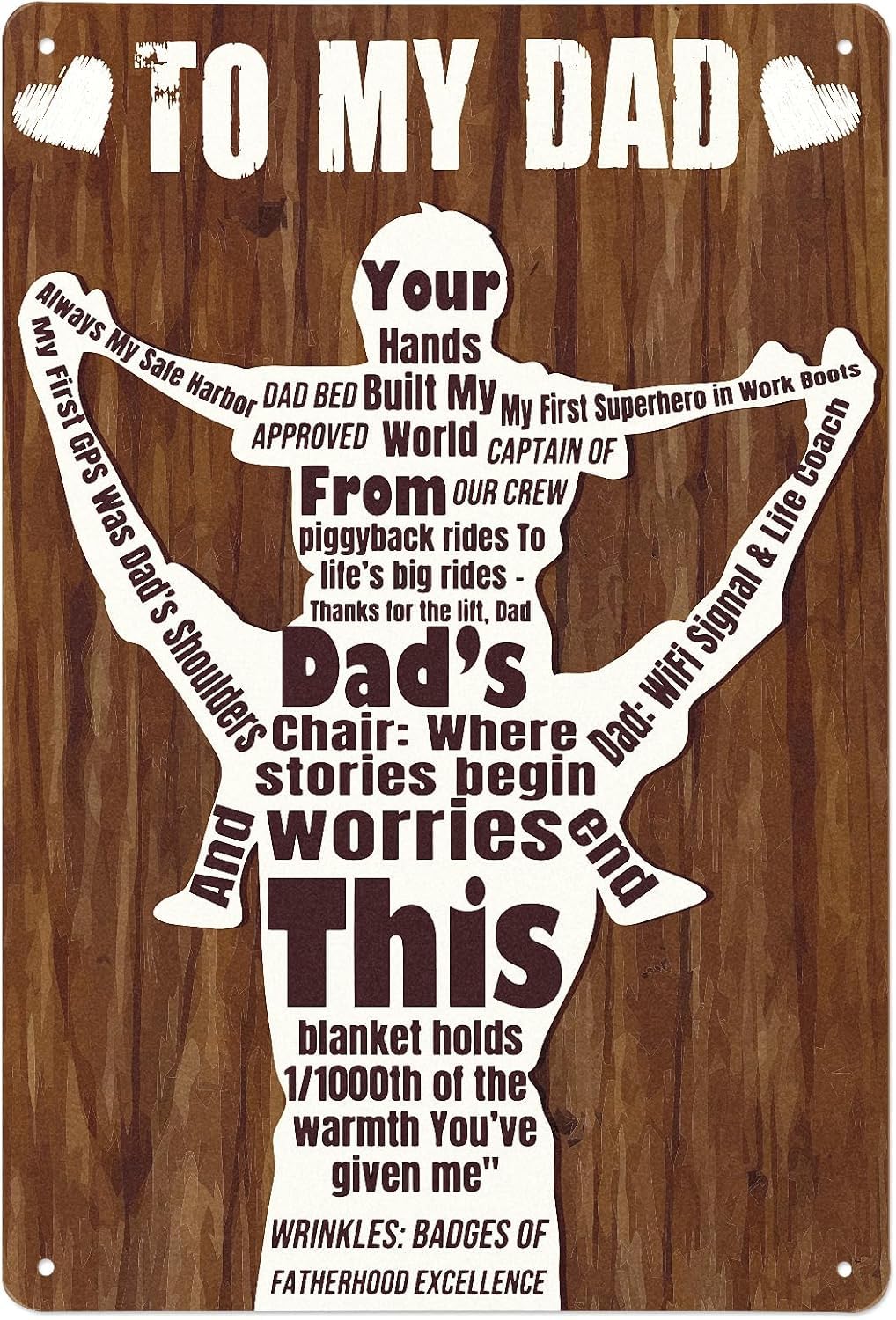 SMAZDFXX To My Dad Signs Fathers Day Birthday Novelty for Dad from Son, Funny Print Wall Art Tin Metal Sign Plaque Bar Pub Garage Vintage Retro Wall Decor 12"x16"