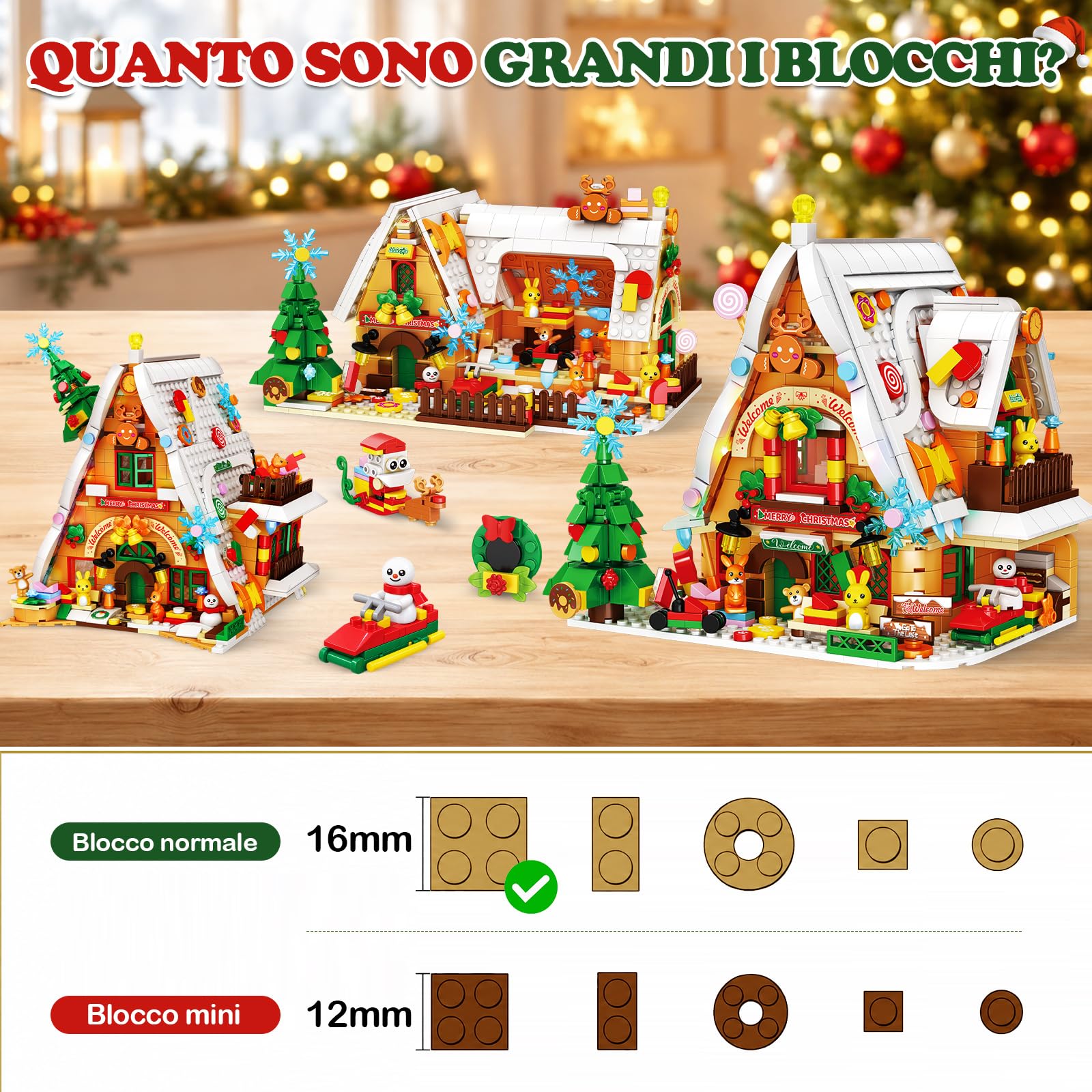 MOONTOY Calendario dell'Avvento 2026, Casa di Pan di Zenzero 3-in-1 con Luci LED, 24 Giorni di Sorprese Set di Costruzioni, Decorazione Natalizia Regalo di Natale Albero per Bambini Adulti dès 8 Ans
