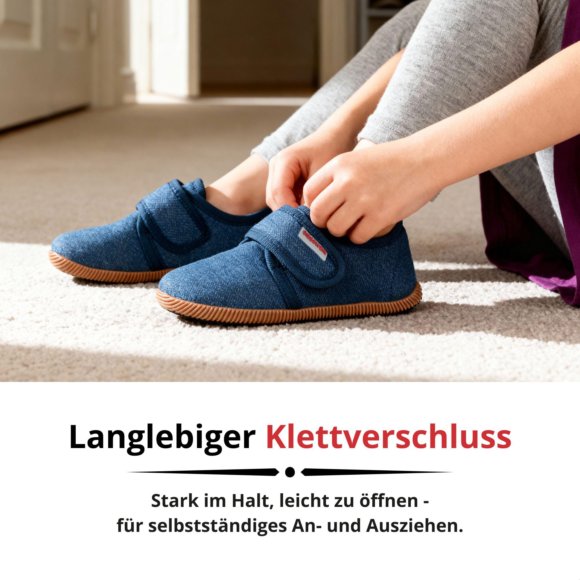 Giesswein Kinder Hausschuhe Senscheid - Slim-Fit Pantoffel, Kindergarten Schlappen, Rutschfeste Krabbel Schuhe
