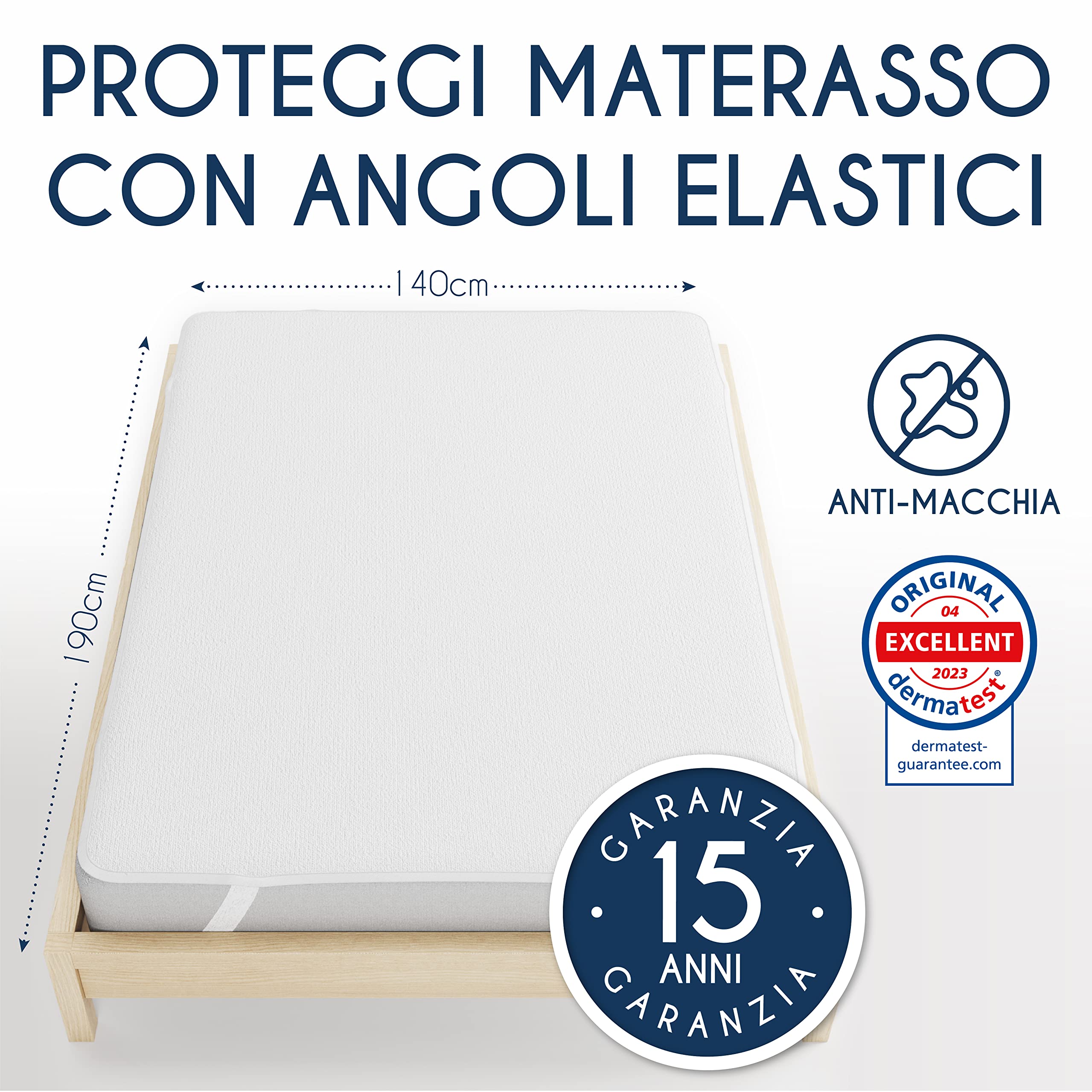 Dreamzie Coprimaterasso 140x190 cm - OEKO TEX - Cerata Letto 4 Angoli Elastici - Impermeabile 4 Angoli Elastici