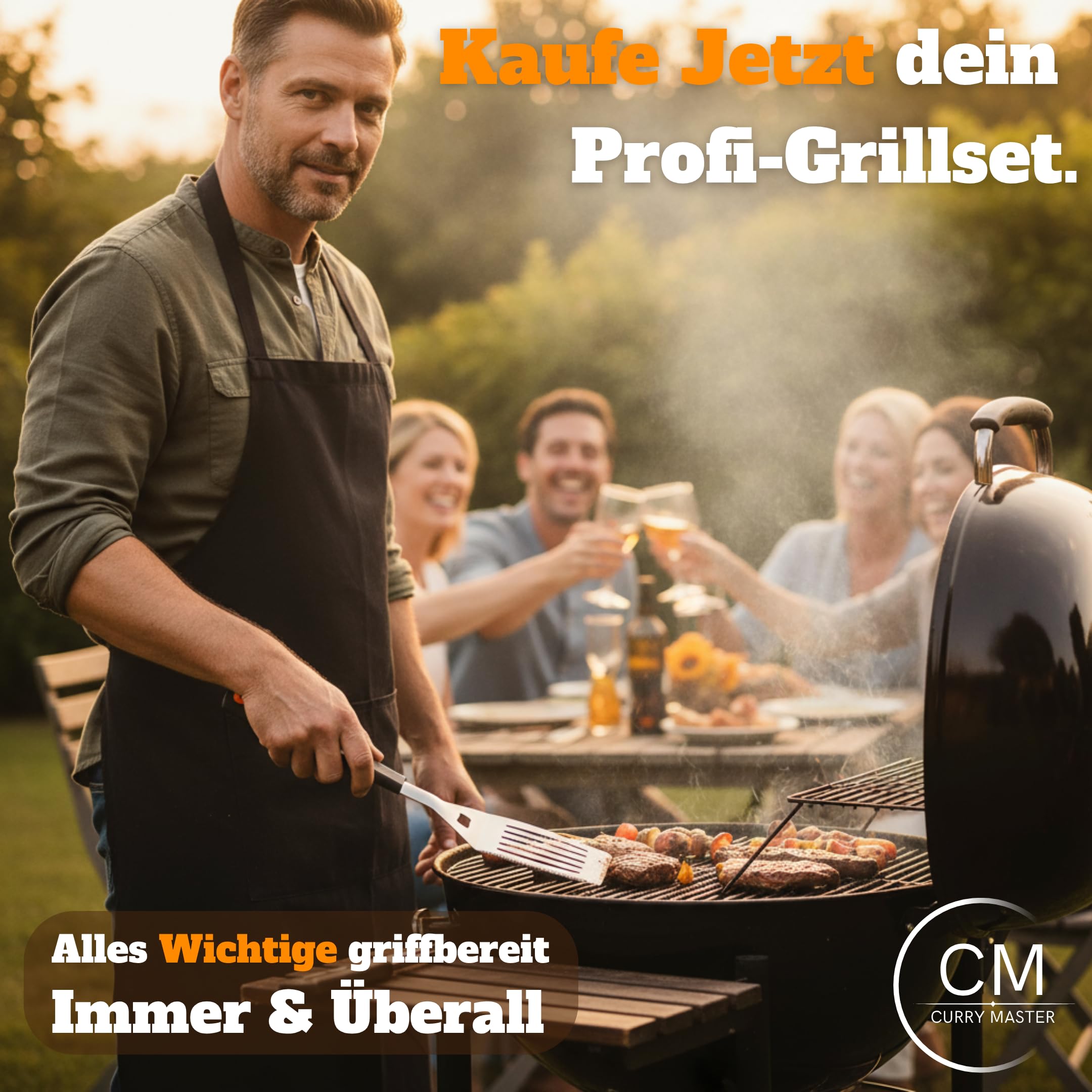 Grillset für Männer Geschenk – Grillbesteck Set aus Edelstahl - 3-in-1 Spachtel & Reinigungsbürste – Ideales Grill Set Männer Geschenk, Grill Geschenke für Männer (Ohne Ledertasche)