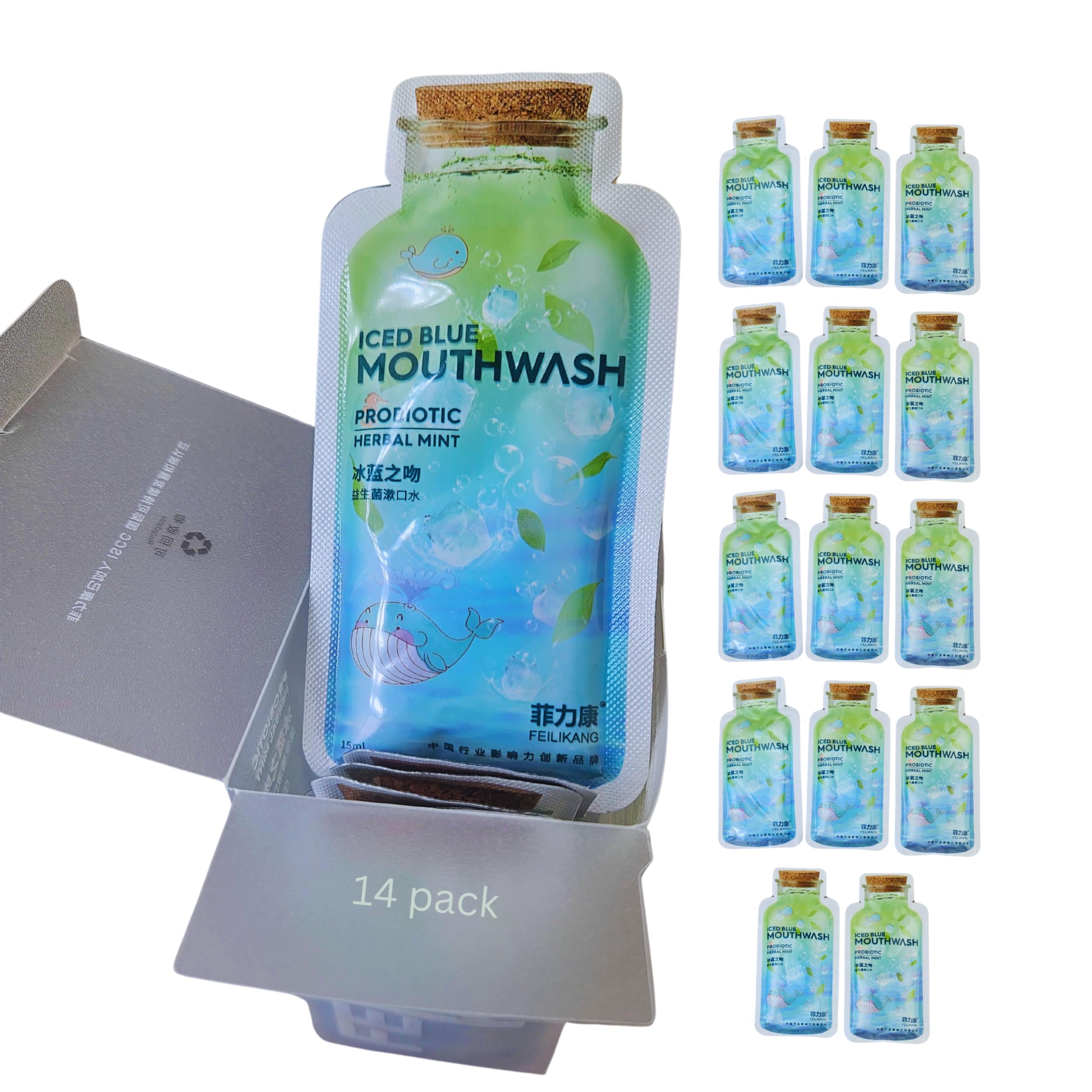 Skywin Travel Size Mouthwash - Mini Mouthwash Travel Size Mint Flavored Travel Mouthwash for Adults, Travel Mouthwash Packets Prevents Cavities, Individual mouthwash packets (14 Pcs in 1 Pack)