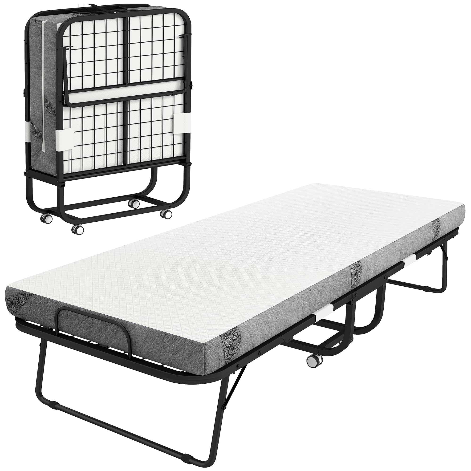 HOMCOM Klappbett 80x200 cm Erwachsene Gästebett Klappbar mit Stahlrahmen