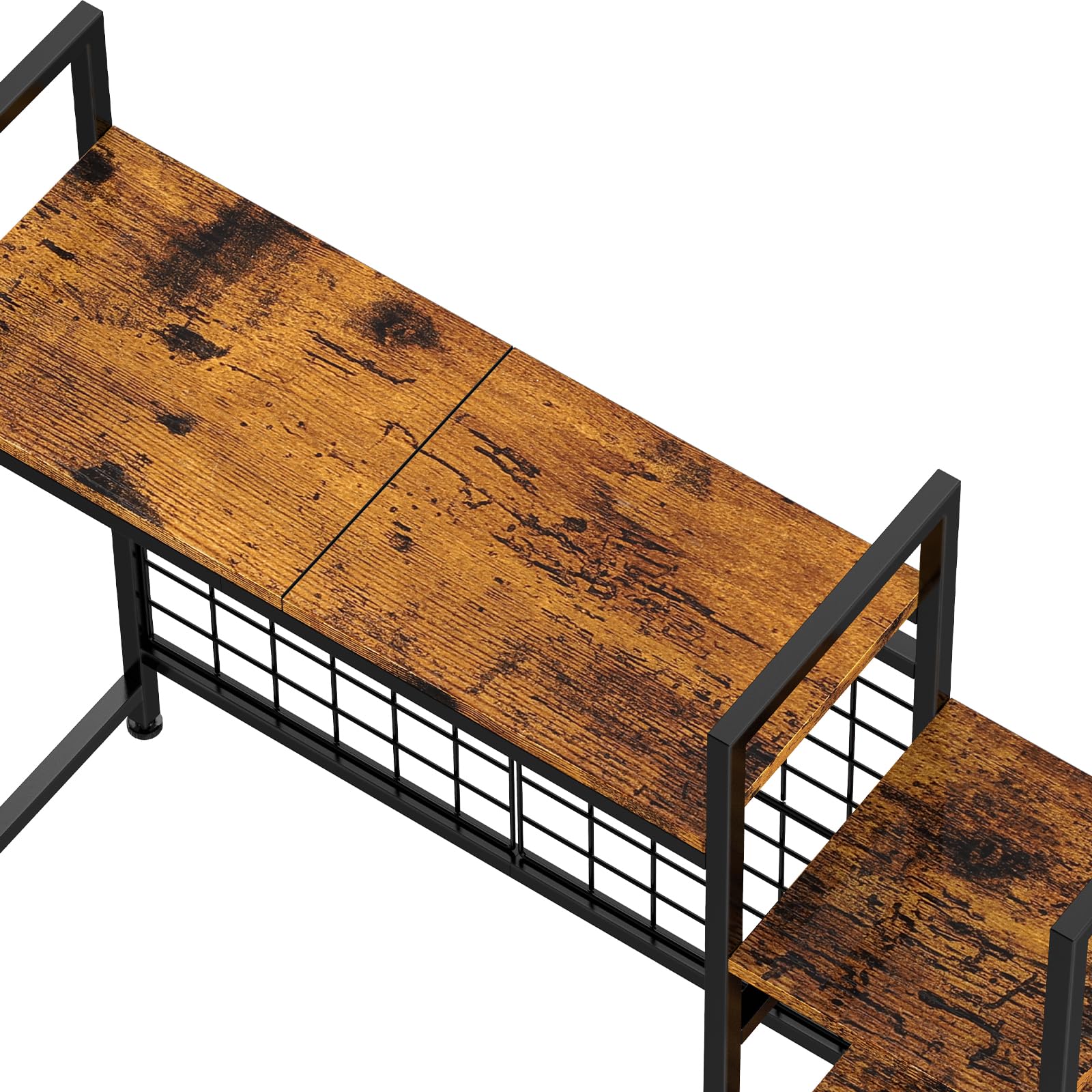 YBING Libreria da scrivania per computer, Organizer da Scrivania, Mensola da Scrivania per la Parte Superiore Della Scrivania, Nera, a 4 Ripiani, Multiuso, in legno, con Ripiano Regolabile