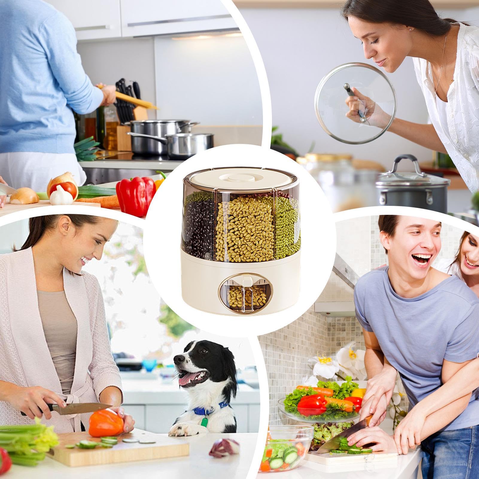 Cubo de arroz genérico para arroz - 6 ejercicios para alimentos secos | Contenedor de cocina con un | Organizador de cereales, legumbres, pasta, arroz y alimentos secos para doméstico