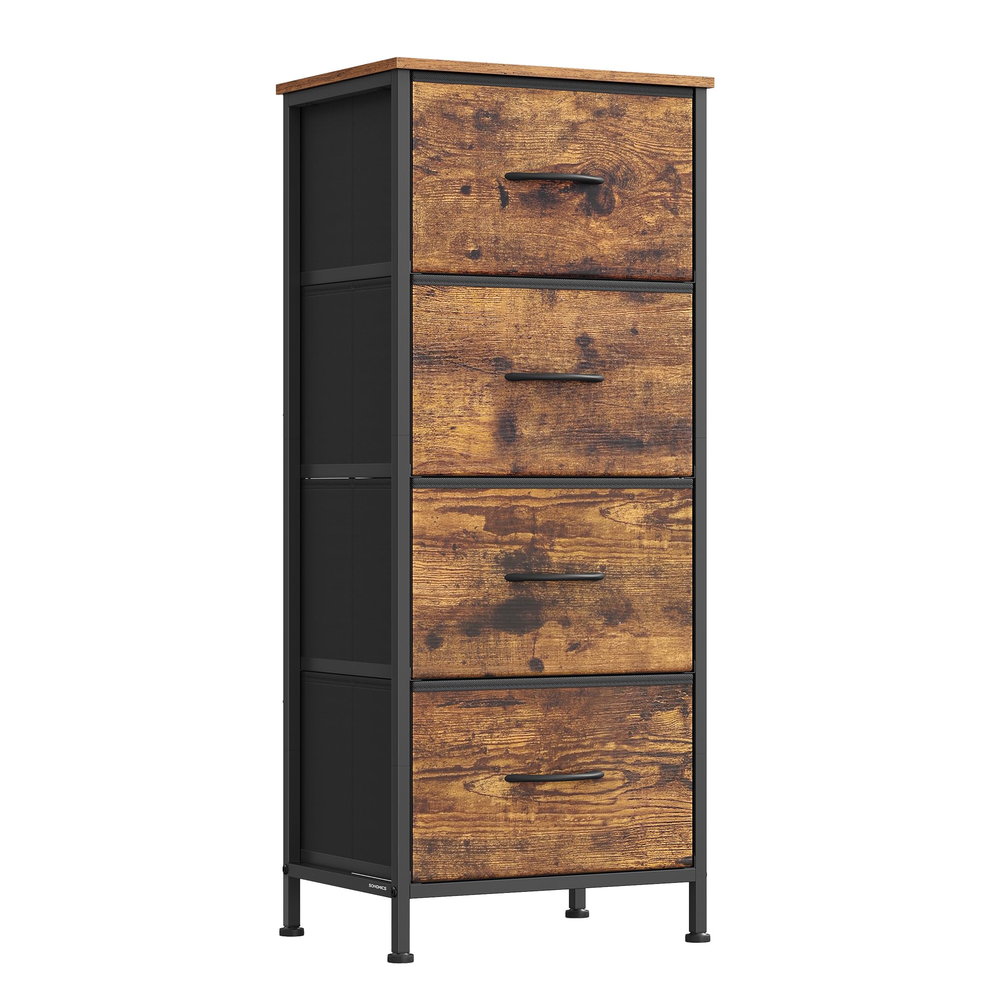 SONGMICS Dresser for Bedroom, Tall Dresser with 4 Fabric Drawers