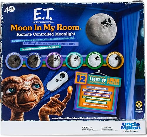 Miniatura 11 de Basic Fun E.T. 40 aniversario Moon in My Room - Luz de luna con control remoto, con 12 fases lunares iluminadas durante 6-100 años Exclusivo de