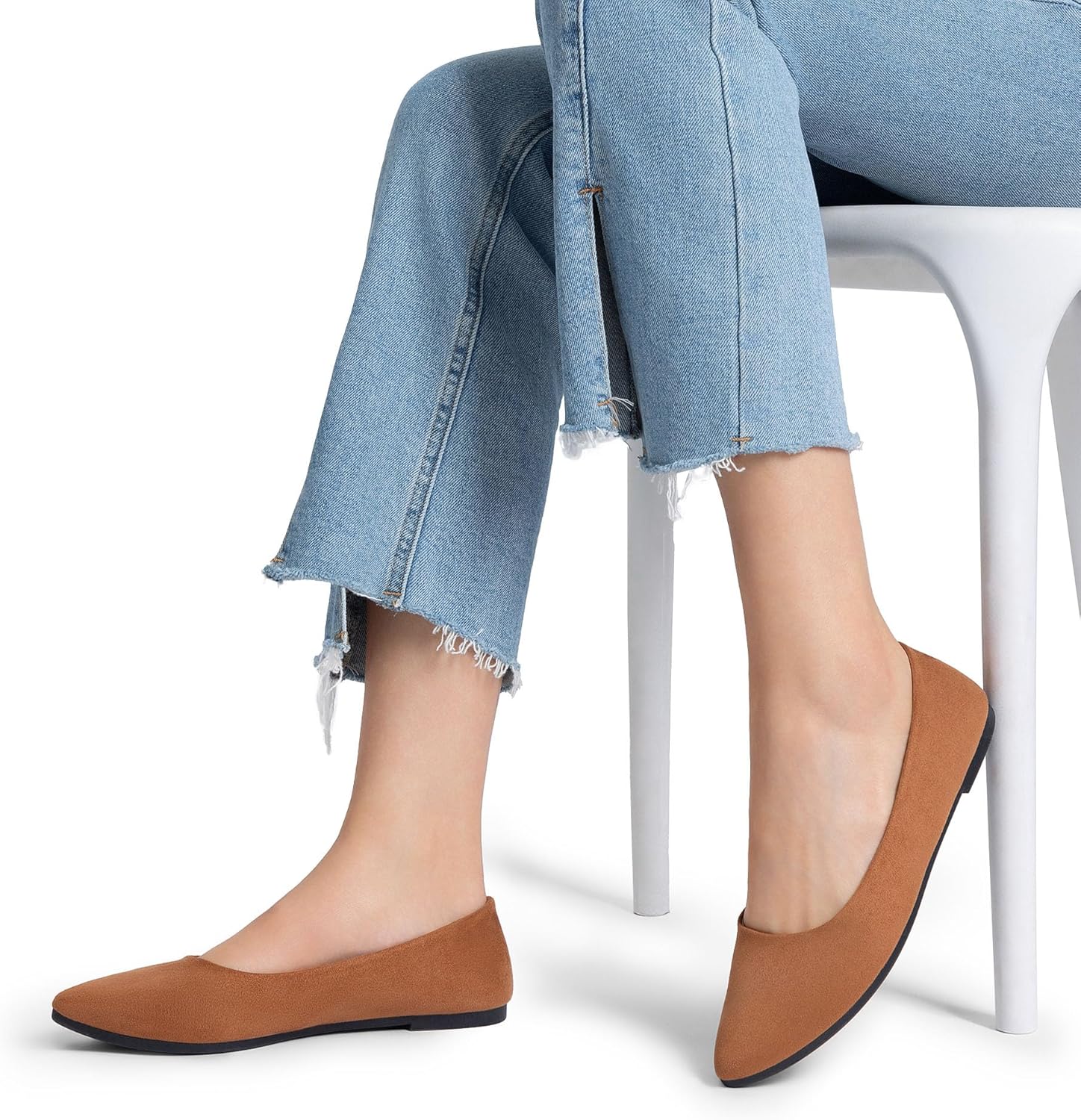 DREAM PAIRS Women's Pointed Toe Flats Comfortable Flexible Cushioned Slip On Business Work Office Casual Suede Ballet Flats Dress Shoes - Image 6