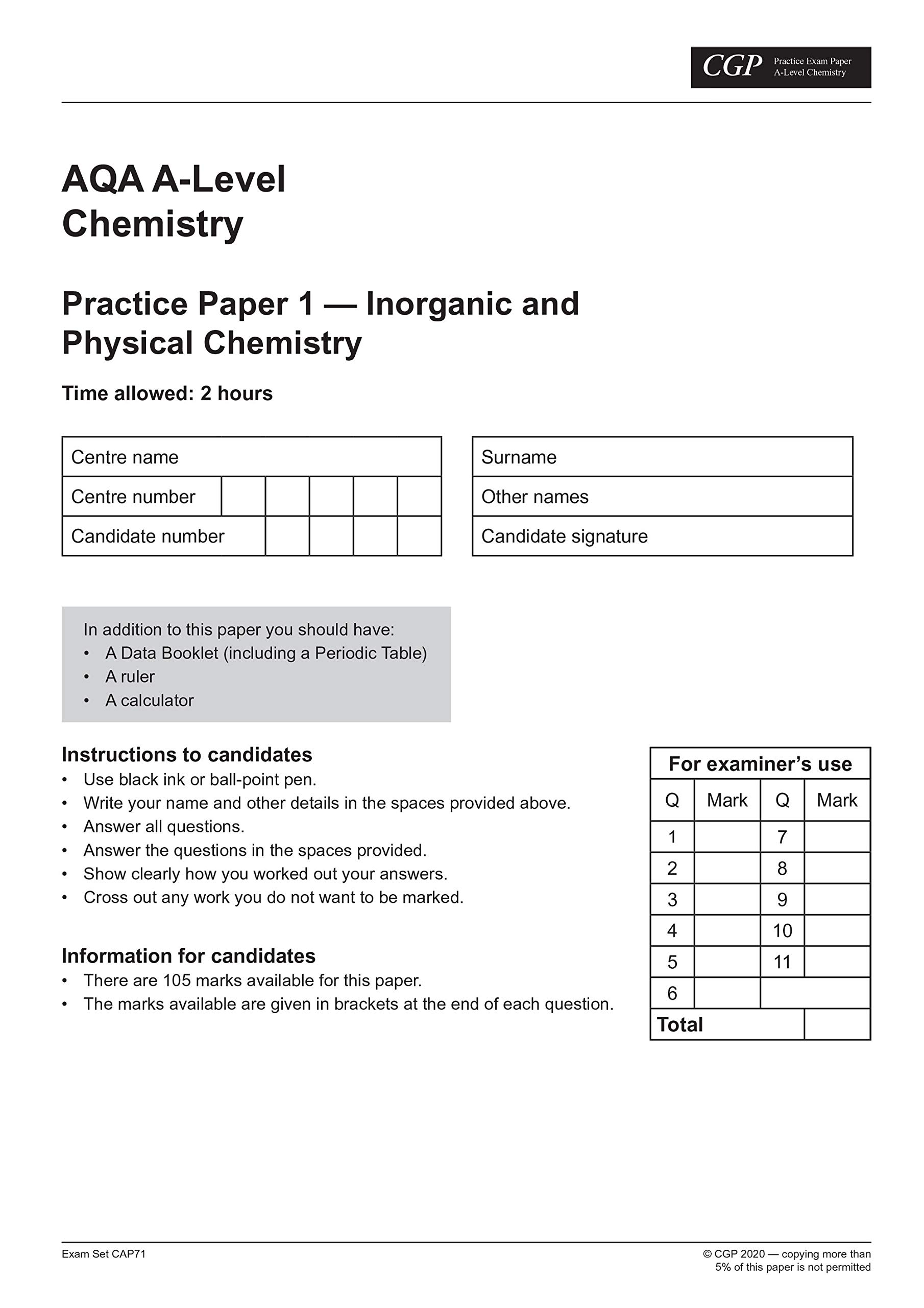 ALevel Chemistry AQA Practice Papers Superb For The 2023 And 2024