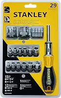 Stanley Chave de Catraca com Acessórios, Kit com Diversos Soquetes e Pontas para Qualquer Tarefa, Ferramenta com Alavanca de 3 Posições, Modelo STHT54925