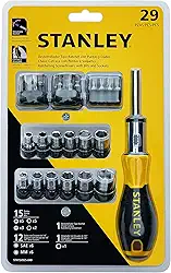 Stanley Chave de Catraca com Acessórios, Kit com Diversos Soquetes e Pontas para Qualquer Tarefa, Ferramenta com Alavanca de 3 Posições, Modelo STHT54925