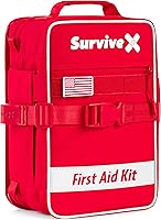 SurviveX Large First Aid Kit for Car, Travel, Home & Outdoors - Zip Stitch Closures, MOLLE Compatible Emergency Kit