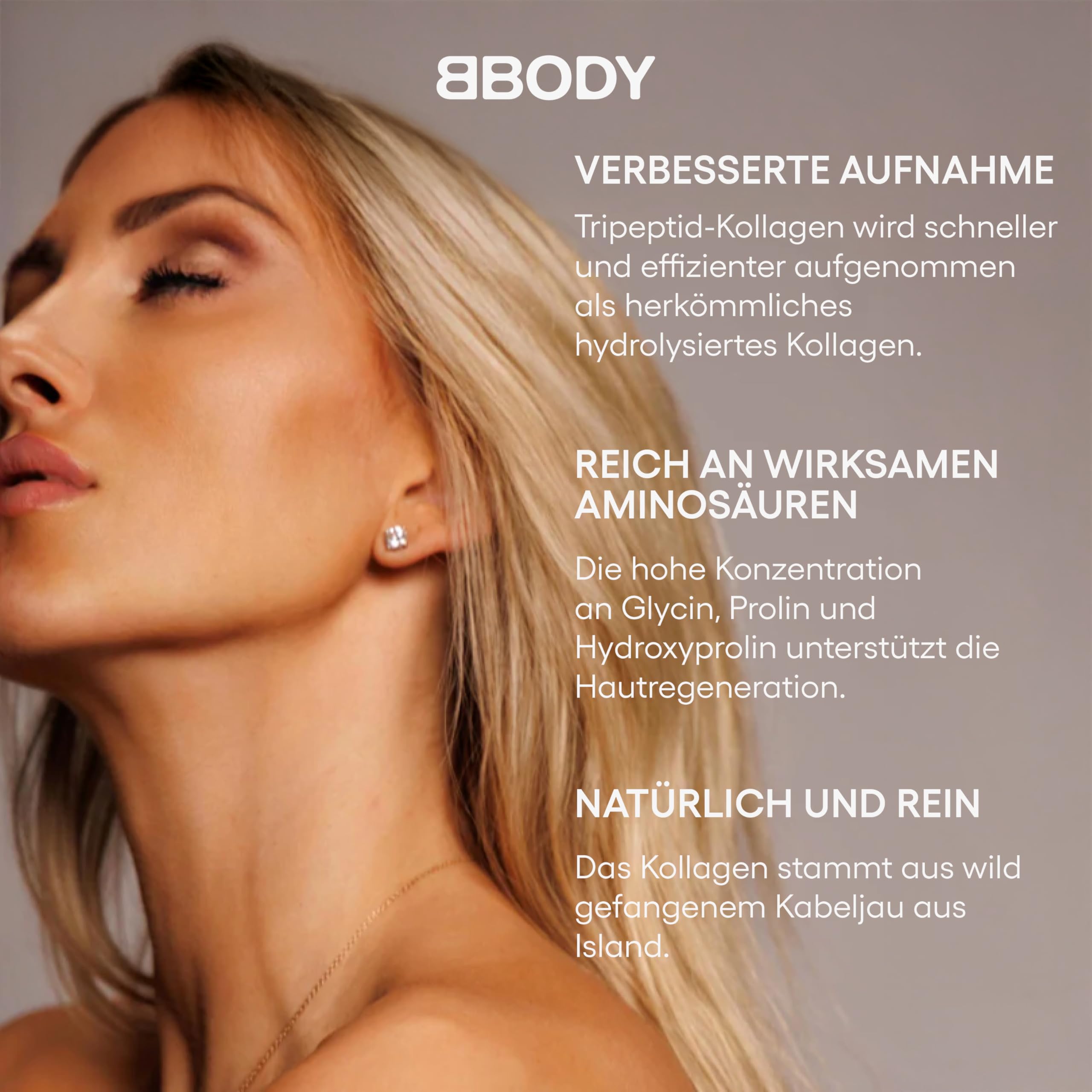 Tripeptid Kollagen Pulver 300 g - 100% reines, bioaktives Marine Collagen Hydrolysat Peptide aus wildem isländischem Kabeljau, perfekte Löslichkeit, 30 Tage Vorrat