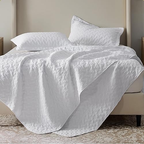 Miniatura 4 de Bedsure - Juego de edredón california king, edredón ligero de verano Cal King, colchas blancas tamaño california king. Colchas para todas las
