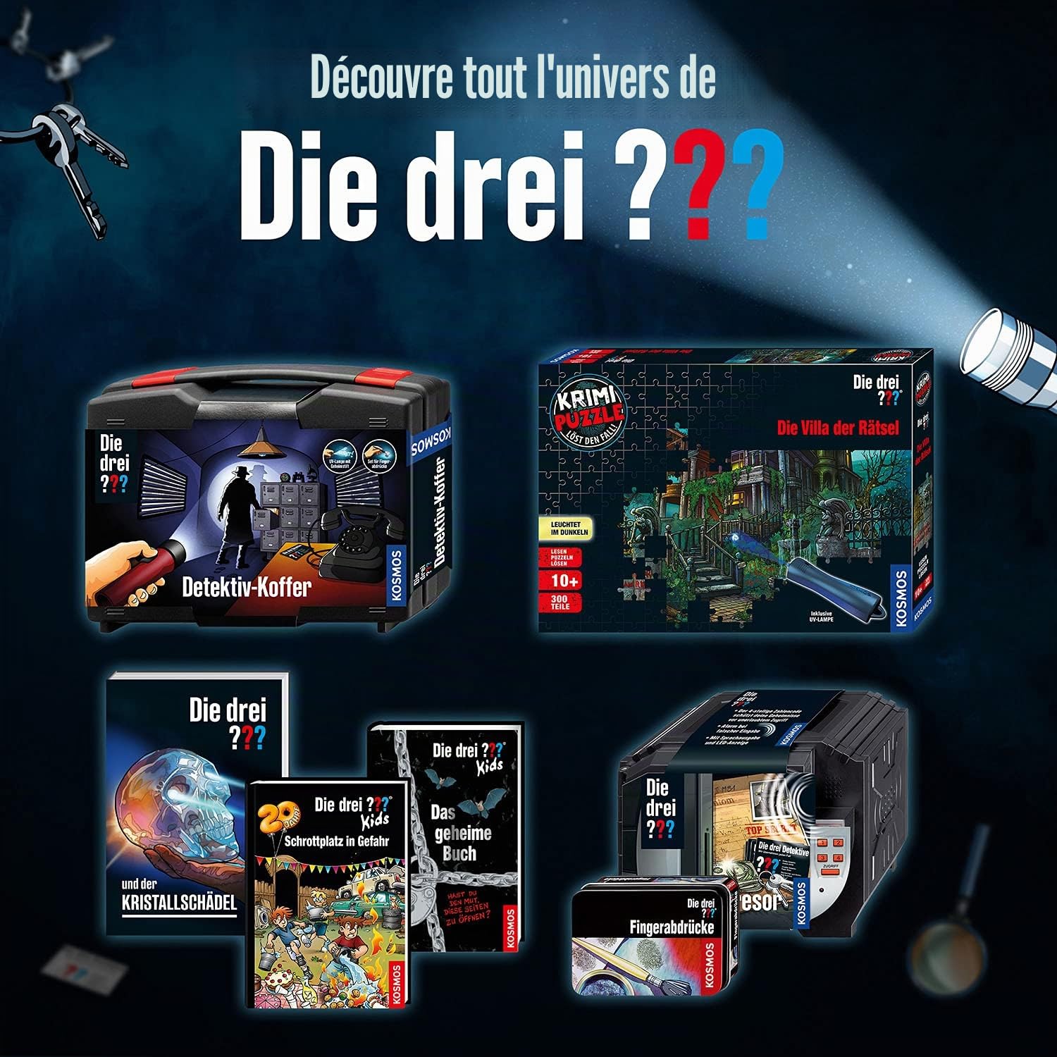 Kosmos 630607 Le Trois-Coffre-Fort numérique protège Vos Secrets avec Un Code et Une Alarme vocale, Jeu de Jouets de détective pour Enfants à partir de 8 Ans et Plus Mini Safe