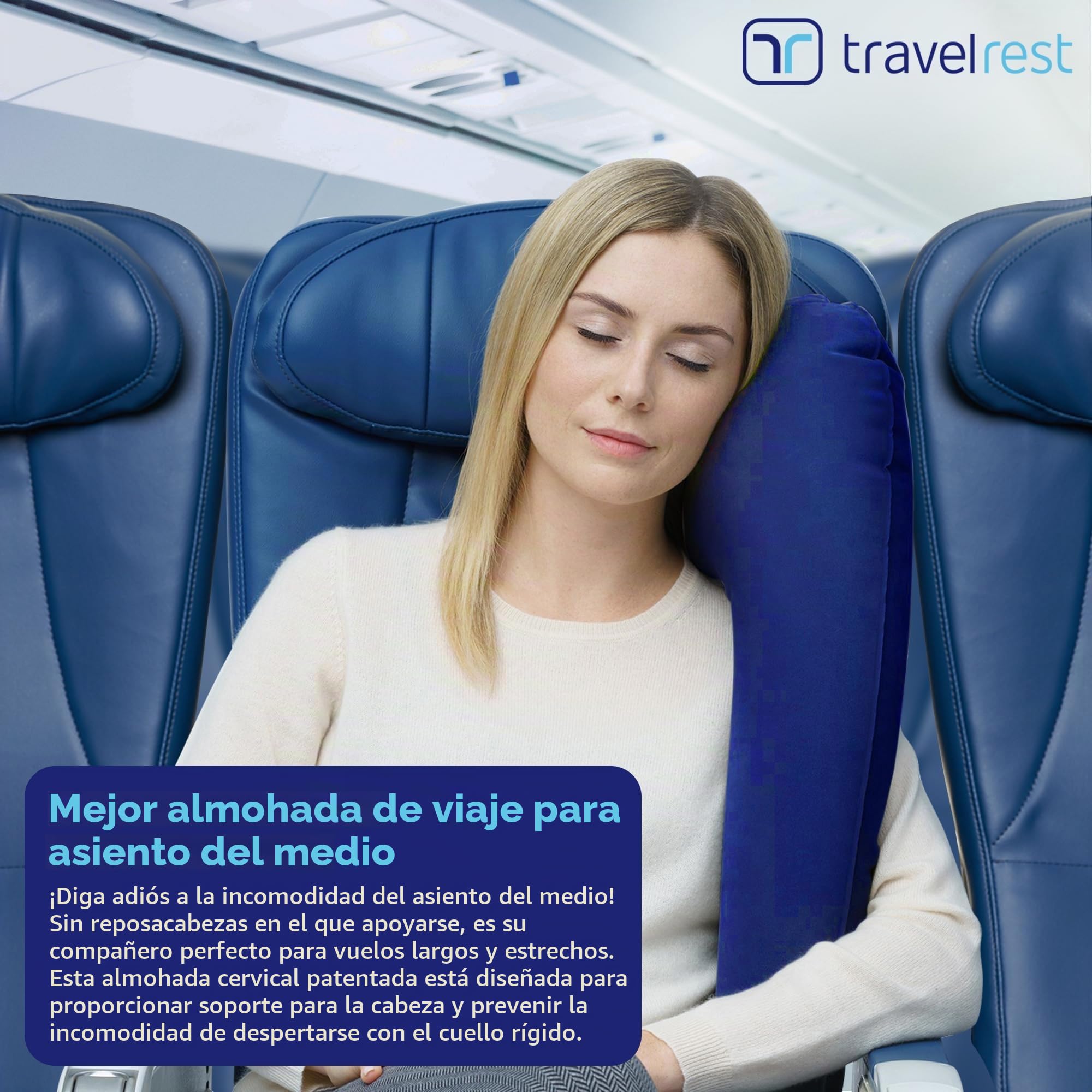 travelrest - Almohada Esencial de Viaje Todo en uno - Soporte Corporal para Dormir en Viajes, Compacto y cómodo, Duradero y Lavable, Accesorio de Viaje para vuelos Largos y Viajes por Carretera.
