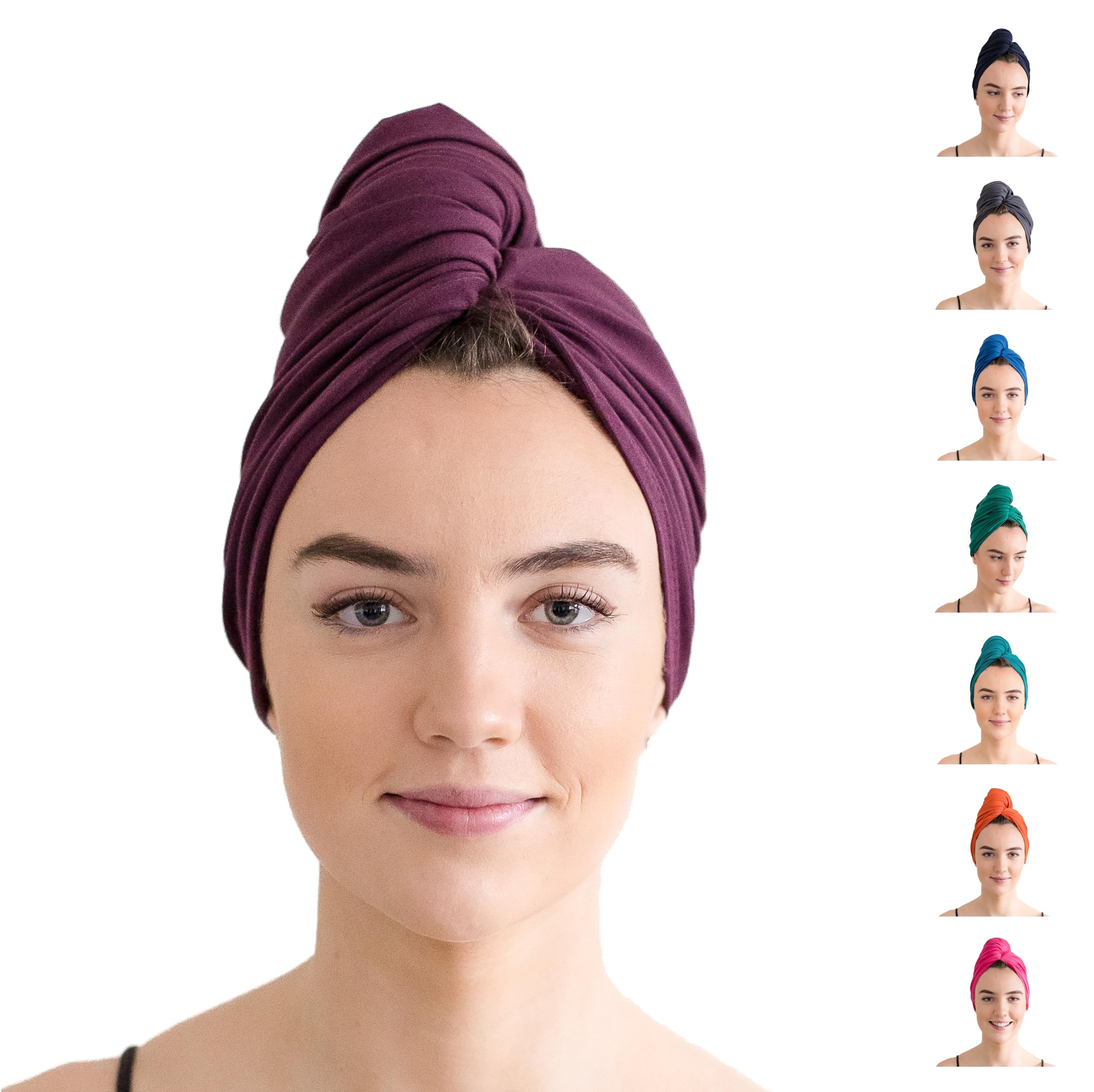 Good Wash Day Hair Towel - Organic Jersey Cotton T-Shirt Wrap - For Curly, Wavy and Straight Hair, Quick Dry, Trichologist Approved, Made in the UK, 98cmx58cm (Mulberry)