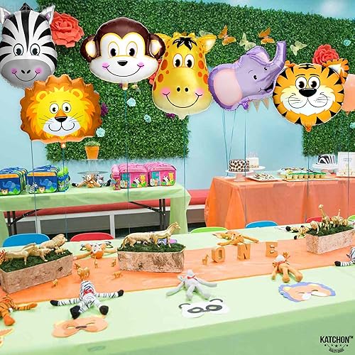 Miniatura 6 de KatchOn, Globos de animales de la selva de safari, paquete de 6, globos de animales de safari Decoraciones de fiesta de cumpleaños del zoológico