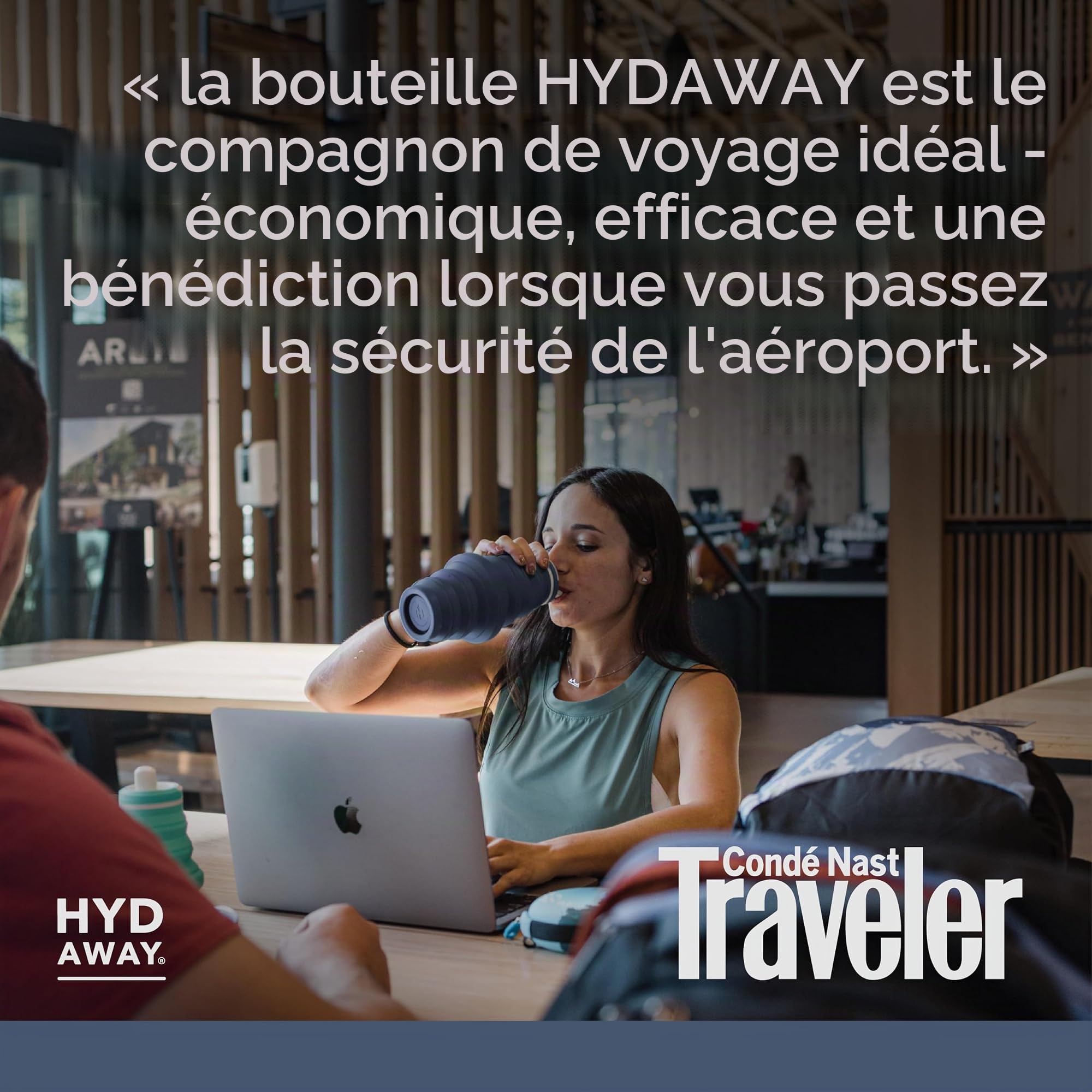 HYDAWAY - Bouteille d'eau pliable, couvercle à rabat, facile à emporter, pratique lors de vos déplacements, silicone de qualité alimentaire, 750 ml