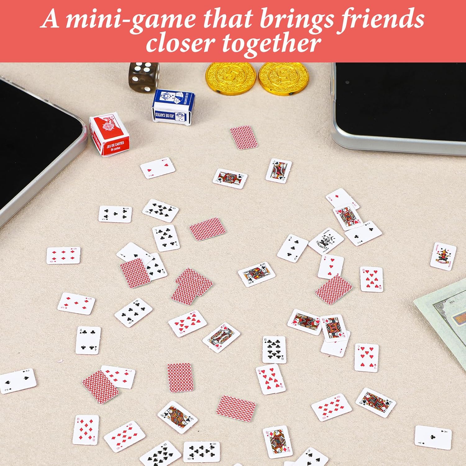 3 Copies Mini Playing Cards 0.59in Miniature Mini Deck of Cards Party Spoof Fun Tiny Decks of Playing Card Travel Poker Card for Adults Party Favor