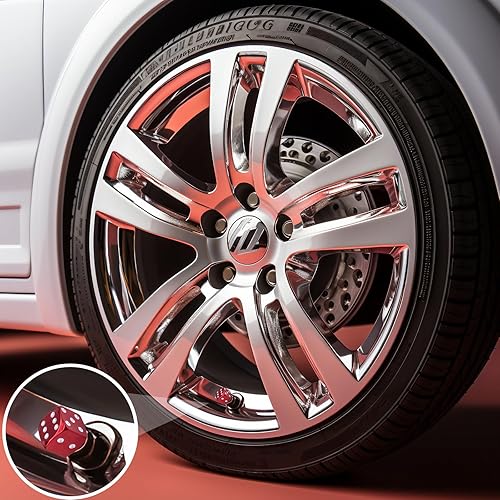 Miniatura 4 de MEAJOO 4 tapas de vástago de válvula de neumático estilo dado, con anillo de goma O, cubiertas universales de aleación de aluminio a prueba de polvo