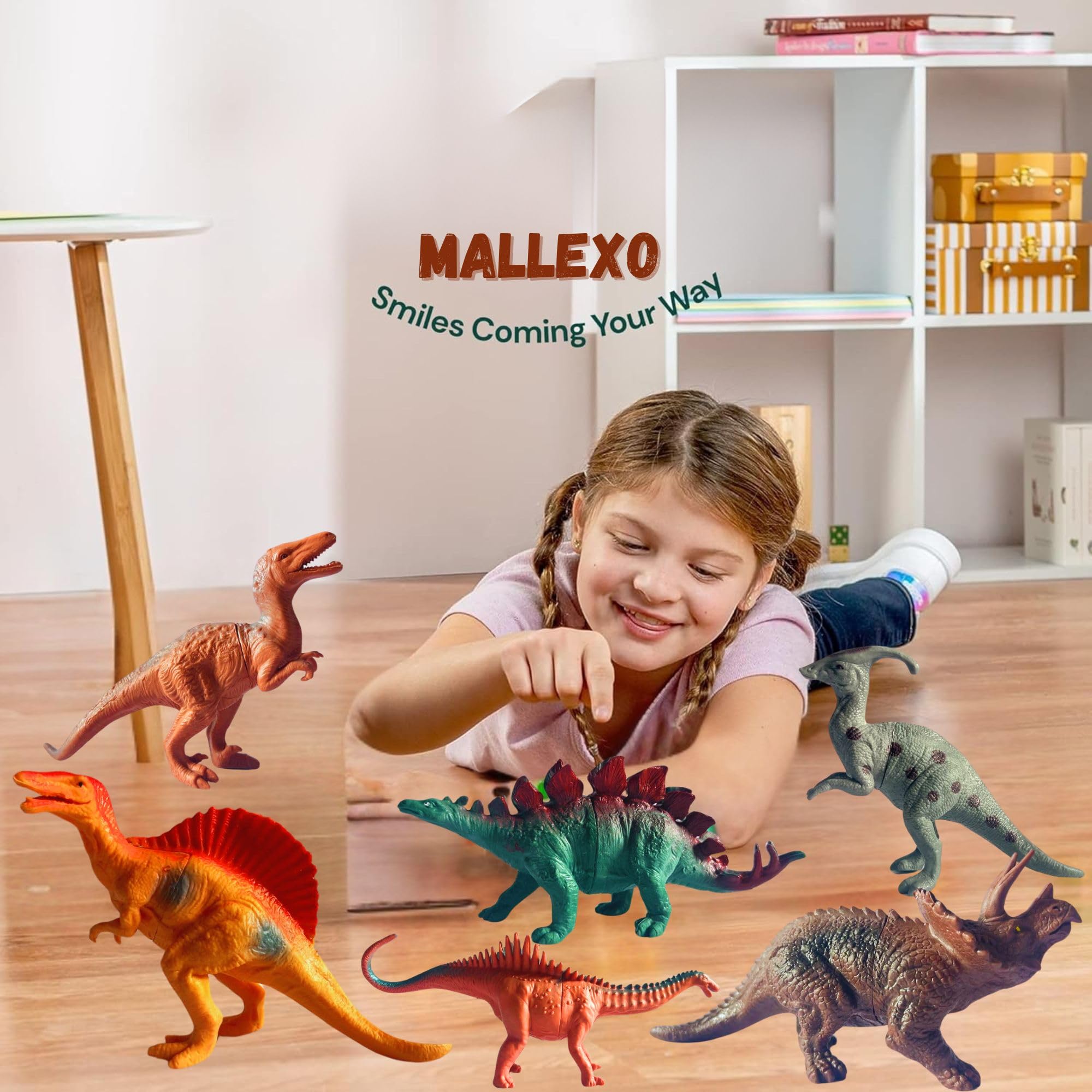 Mallexo Realistic Big Dinosaur Figure Toy Set for Kids 3+ | Set of 6PCs T-rex Dinosaurs Animal Playset Toys for Boys and Girls Dino Animal Action Figurine Decoration Items Birthday Gift for Childrens - Image 7 thumbnail