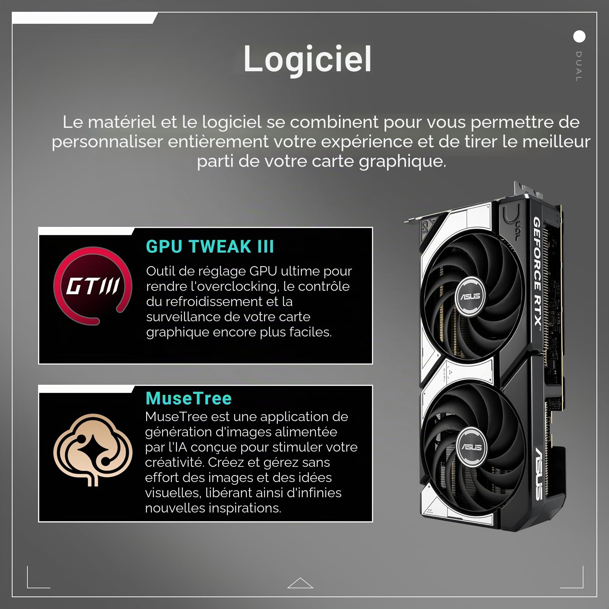 ASUS Dual GeForce RTX 5070 OC 12GB GDDR7 Carte Graphique Gaming PCIe 5.0 2572MHz Boost DLSS 4 HDMI 2.1b DisplayPort 2.1b