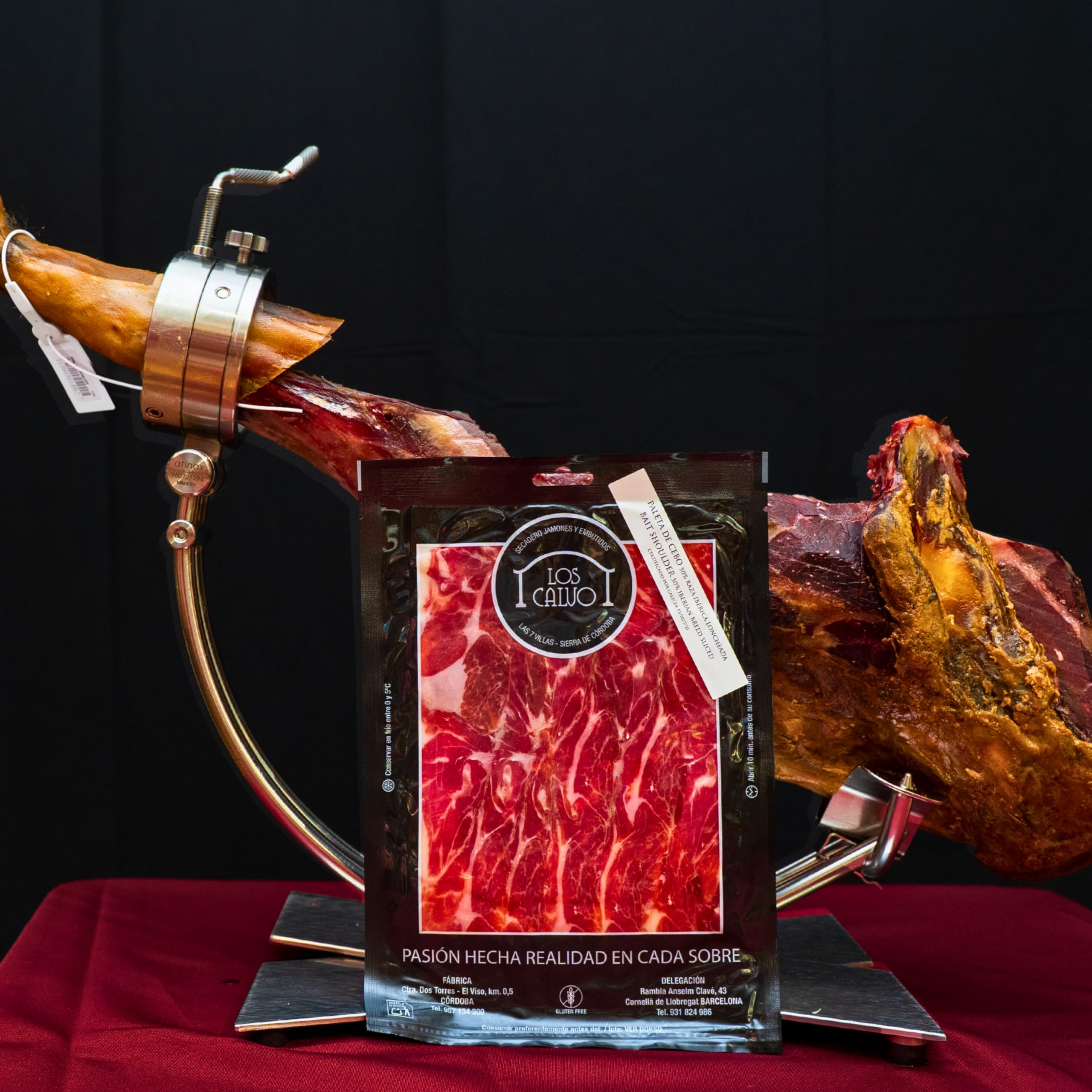 Jamon LOS CALVO Lote Loncheado Paleta Iberica de Cerdo Pata Negra | Maletín Paletilla 12 Sobres 960Gr + 200Gr Virutas y Tacos del Jamón Deshuesado de Regalo Embutidos Gourmet España 50% Ibérico