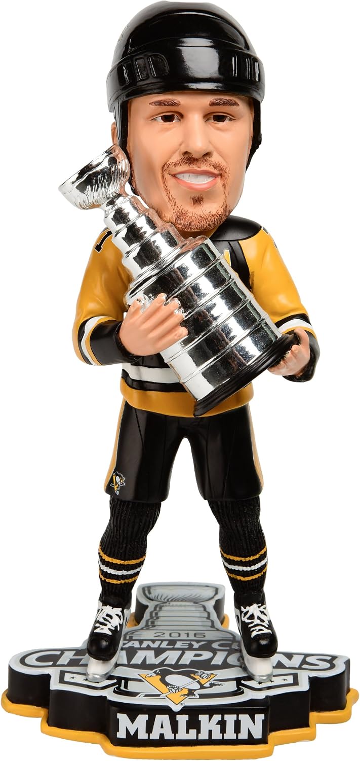 NHL Pittsburgh Penguins Malkin E. #71 2016 Stanley Cup Champions Bobble Sports Fan Home Decor, Black, 8"