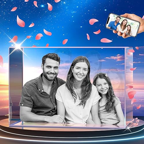 Foto de cristal 3D personalizada, regalos personalizados para mujeres, hombres, ella, él, mamá, papá, parejas, imagen de vidrio grabado con láser,