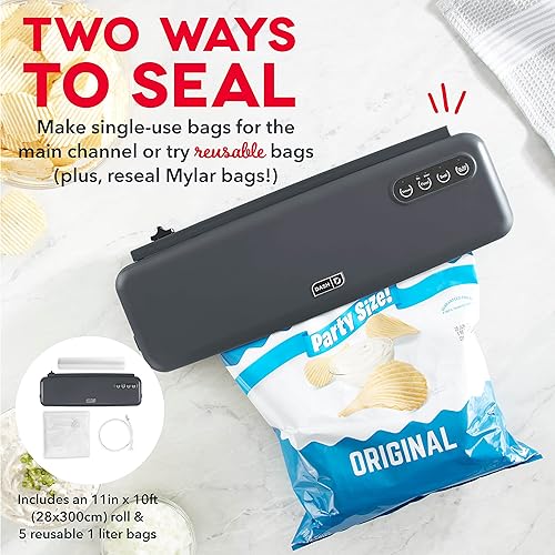 Miniatura 4 de DASH SuperSeal Sellador al vacío para almacenamiento de alimentos y Sous Vide, perfecto para preservar ingredientes frescos, bolsas reutilizables y