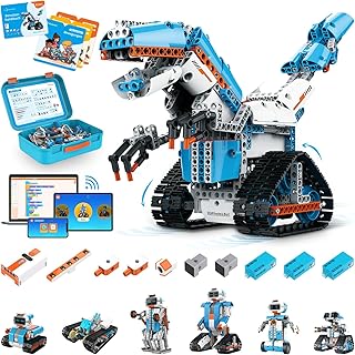 WhalesBot E7 Pro Coding & Remote Control Robot Kit for Kids 8+, Scratch & Modular Programming, Educational Engineering Science Toy Set with Smart Controller/Sensors/Motors for Kids Ages 8-12, 12-16