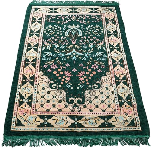 Miniatura 6 de Alfombra de oración musulmana con cuentas de oración, suave y cómoda de 27.5 x 43 pulgadas, tapete de oración islámica, para Eid y Ramadán, sajada